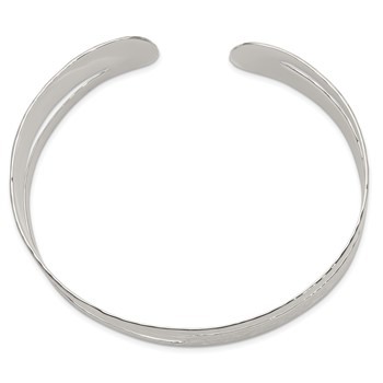 Sterling Silver Solid Polished Hammered Fancy Cuff Bangle Bracelet — alternate view