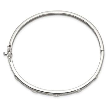Sterling Silver Rhodium-plated CZ Hinged Bangle — alternate view