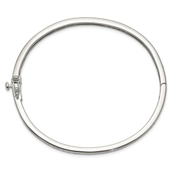 Sterling Silver Rhodium-plated Clear CZ Oval Hinged Bangle Bracelet — alternate view