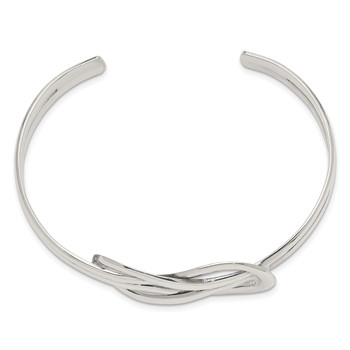 Sterling Silver Knot Design Cuff Bangle — alternate view