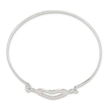 Sterling Silver Heart Bangle Bracelet — alternate view