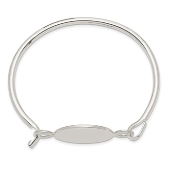 Sterling Silver Bangle w/Round ID Plate Bracelet — alternate view