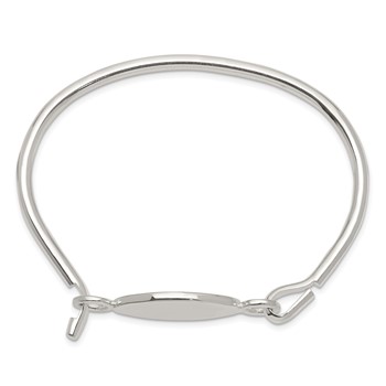 Sterling Silver Bangle w/Oval ID Plate Bracelet — alternate view