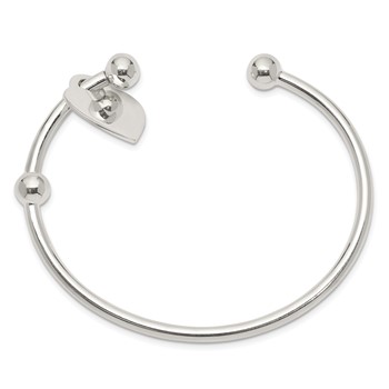Sterling Silver 3mm Heart Bangle Bracelet — alternate view