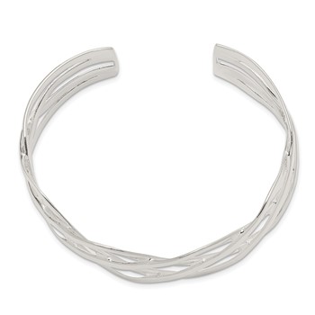 Sterling Silver Woven Design Cuff Bangle — alternate view