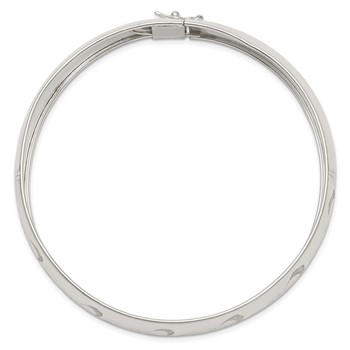 Sterling Silver Polished D/C and Textured Adjustable Bangle — alternate view