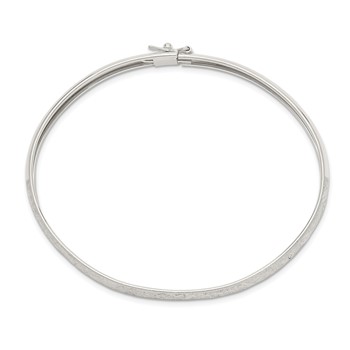 Sterling Silver 6.5mm Laser and Diamond-cut Flexible Bangle — alternate view