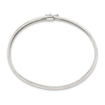 Sterling Silver 7mm Diamond-cut Flexible Bangle — alternate view