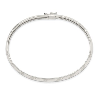 Sterling Silver 7mm Diamond-cut Flexible Bangle — alternate view