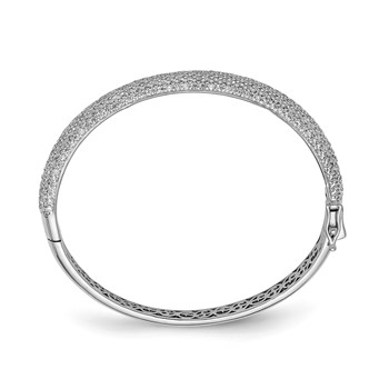 Sterling Shimmer Sterling Silver Rhodium-plated 360 Stone CZ Pavé Hinged Bangle — alternate view