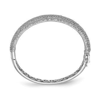 Sterling Shimmer Sterling Silver Rhodium-plated 568 Stone CZ Pavé Hinged Bangle — alternate view