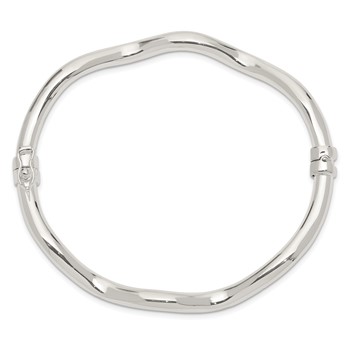 Sterling Silver Polished Wavy Hinged Bangle — alternate view
