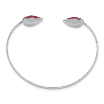 Sterling Silver Polished Red Preciosa Crystal Heart Bangle — alternate view