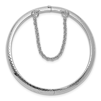 Sterling Silver Rhodium-plated Polished & Diamond-cut 4mm with Safety Clasp Hinged Children's Bangle — alternate view