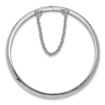 Sterling Silver Rhodium-plated Polished & Diamond-cut 4mm with Safety Clasp Hinged Children's Bangle — alternate view