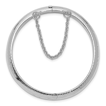 Sterling Silver Rhodium-plated Polished & Diamond-cut 5mm with Safety Clasp Hinged Children's Bangle — alternate view