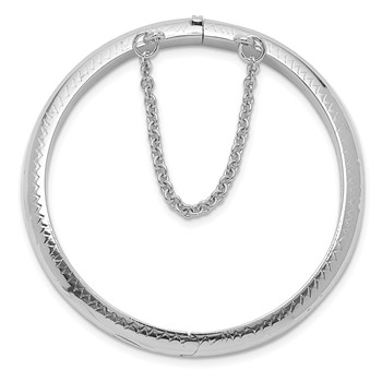 Sterling Silver Rhodium-plated Polished & Diamond-cut 5mm with Safety Clasp Hinged Children's Bangle — alternate view