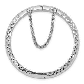Sterling Silver Rhodium-plated Polished & Diamond-cut 5.5mm with Safety Clasp Hinged Children's Bangle — alternate view