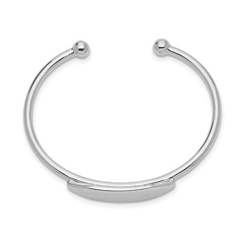 Sterling Silver Rhodium-plated Polished ID Children's Cuff Bangle — alternate view