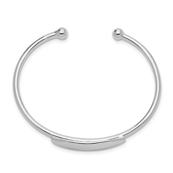 Sterling Silver Rhodium-plated Polished ID Children's Cuff Bangle — alternate view