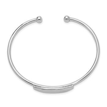 Sterling Silver Rhodium-plated Polished ID Children's Cuff Bangle — alternate view