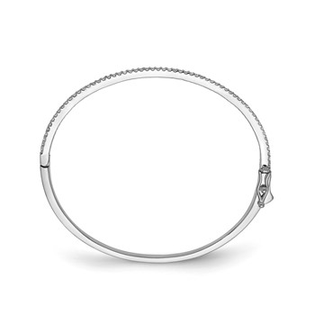 Sterling Shimmer Sterling Silver Rhodium-plated 62 Stone CZ Hinged Bangle Bracelet — alternate view