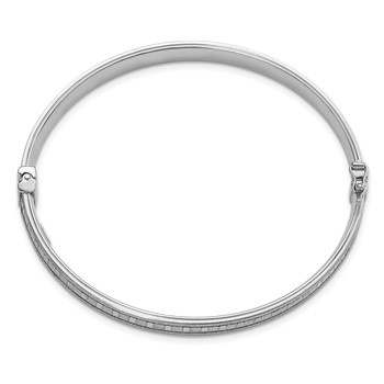Sterling Silver Polished Glitter Infused Hinged Bangle — alternate view