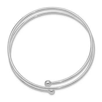 Sterling Silver Rhodium-plated Flexible Wrap Bangle — alternate view