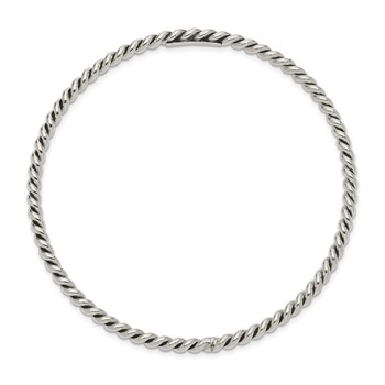 Sterling Silver Antiqued 3mm Twisted Slip-on Bangle — alternate view