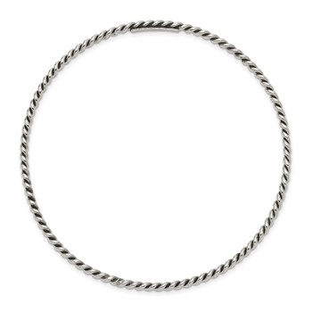 Sterling Silver Antiqued 2mm Twisted Slip-on Bangle — alternate view