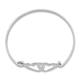 Sterling Silver Rhodium-plated Heart Bangle — alternate view
