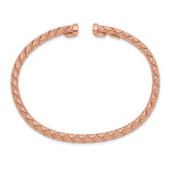 Sterling Silver Rose-tone Polished and Textured Bangle — alternate view