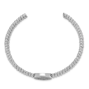 Sterling Silver Rhodium-plated Beaded Crystal Cuff Bangle — alternate view