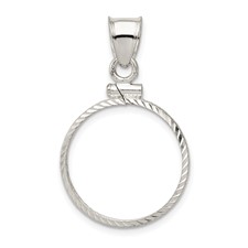 Image of Wideband Distinguished Coin Jewelry Sterling Silver Polished and Diamond-cut 19.1 x 1.5mm $0.01 Screw Top Coin Bezel Pendant