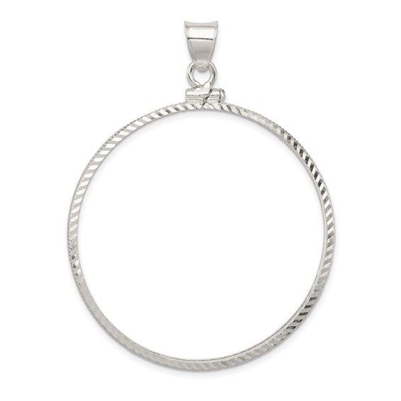 Sterling Silver Diamond Cut Coin Bezel Pendant Quality Gold