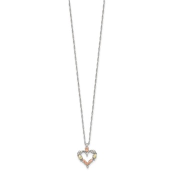 Landstrom's Mt. Rushmore Black Hills Sterling Silver 12K Gold Accents Open Heart 18 inch Spring Ring Clasp Necklace — alternate view