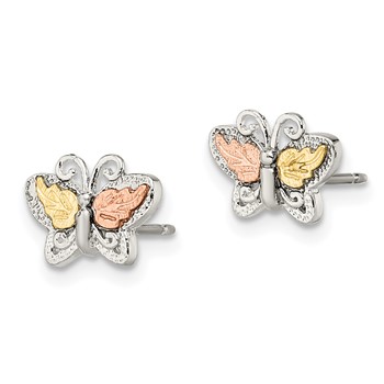 Landstrom's Mt. Rushmore Black Hills Sterling Silver 12K Gold Accents Butterfly Post Stud Earrings — alternate view