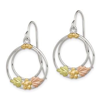 Landstrom's Mt. Rushmore Black Hills Sterling Silver 12K Gold Accents Shepherd Hook Dangle Earrings — alternate view