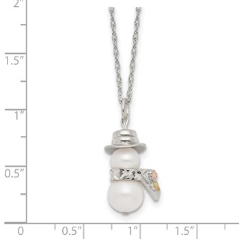 Landstrom's Mt. Rushmore Black Hills Sterling Silver 12K Gold Accents Imitation Pearl Snowman 18 inch Spring Ring Clasp Necklace — alternate view
