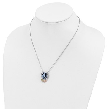 Landstrom's Mt. Rushmore Black Hills Sterling Silver 12K Gold Accents Horseshoe with Horse Head Blue Cameo 18 inch Spring Ring Clasp Necklace — alternate view