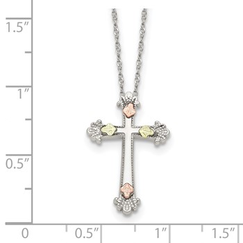 Landstrom's Mt. Rushmore Black Hills Sterling Silver 12K Gold Accents Cross 18 inch Spring Ring Clasp Necklace — alternate view