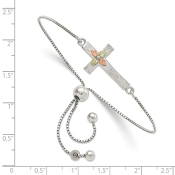 Landstrom's Mt. Rushmore Black Hills Sterling Silver 12k Accents Landstrom's Mt. Rushmore Black Hills Gold Cross Adjustable Bracelet — alternate view