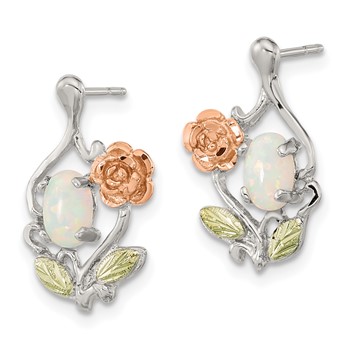 Landstrom's Mt. Rushmore Black Hills Sterling Silver 12K Gold Accents Rose and Lab Created White Opal Post Dangle Earrings — alternate view