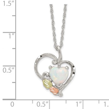 Landstrom's Mt. Rushmore Black Hills Sterling Silver 12K Gold Accents Lab Created White Opal Heart 18 inch Spring Ring Clasp Necklace — alternate view