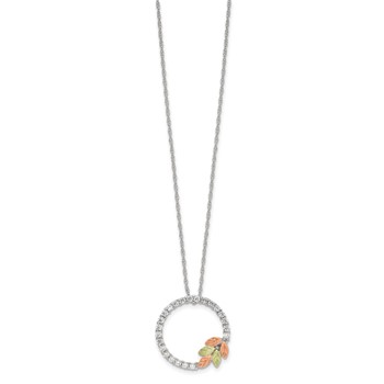 Sterling Silver Rhod-pltd w/12K Accents CZ Circle 18in Necklace — alternate view
