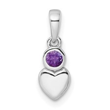 Image of Sterling Silver Rhodium-plated Polished Amethyst Heart Pendant
