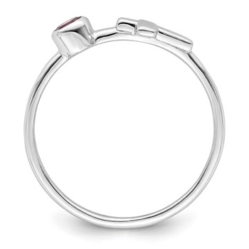 Sterling Silver Rhodium-plated Polished Cross Rhodolite Garnet Ring — alternate view