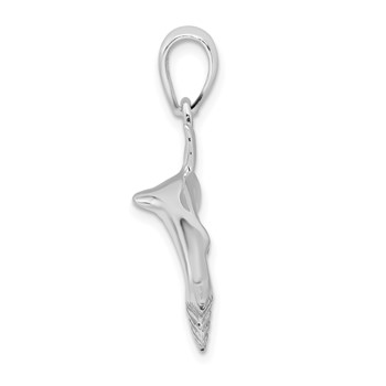 De-Ani Sterling Silver Rhodium-Plated Polished 3D Blue Shark Pendant — alternate view