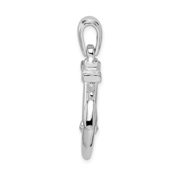 De-Ani Sterling Silver Rhodium-Plated Polished 3D Anchor with Chain Pendant — alternate view