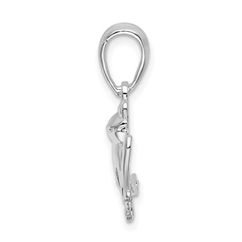 De-Ani Sterling Silver Rhodium-Plated Polished and Textured Sitting Frog Pendant — alternate view